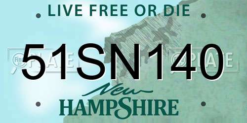 51SN140 New Hampshire License Plate