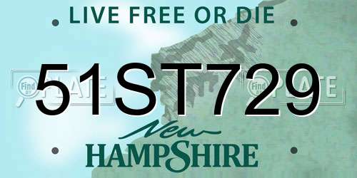 51ST729 New Hampshire License Plate