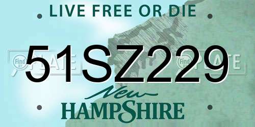 51SZ229 New Hampshire License Plate