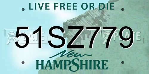 51SZ779 New Hampshire License Plate
