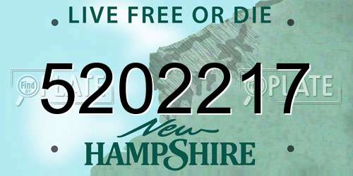5202217 New Hampshire License Plate