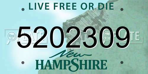 5202309 New Hampshire License Plate
