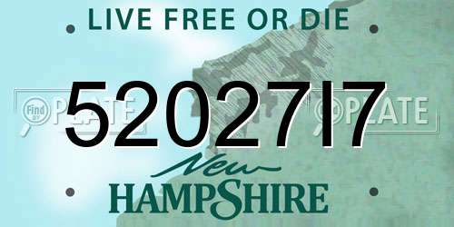52027I7 New Hampshire License Plate