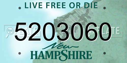 5203060 New Hampshire License Plate