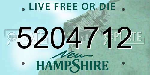 5204712 New Hampshire License Plate