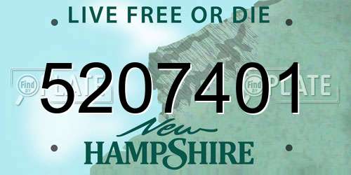 5207401 New Hampshire License Plate