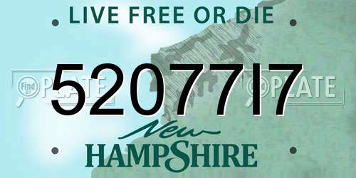 52077I7 New Hampshire License Plate