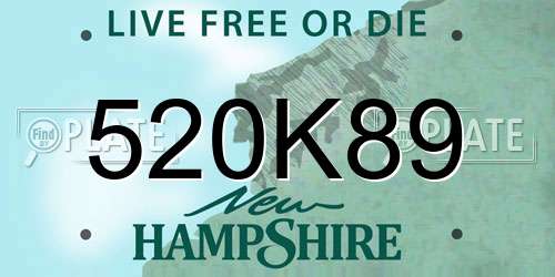 520K89 New Hampshire License Plate