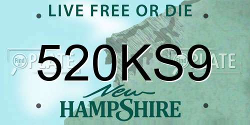 520KS9 New Hampshire License Plate