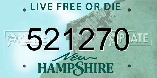 521270 New Hampshire License Plate