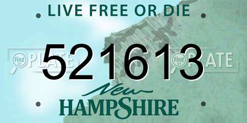 521613 New Hampshire License Plate