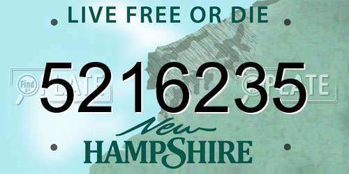 5216235 New Hampshire License Plate