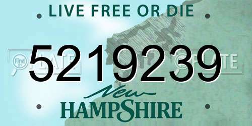 5219239 New Hampshire License Plate