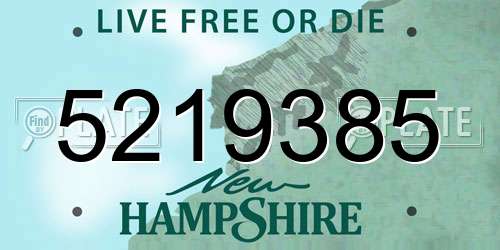 5219385 New Hampshire License Plate