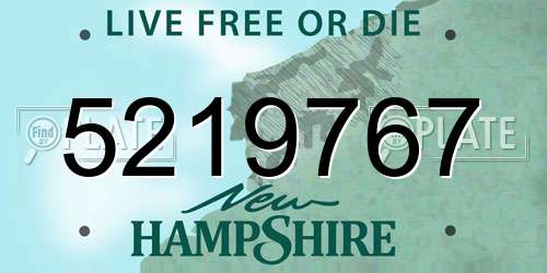 5219767 New Hampshire License Plate