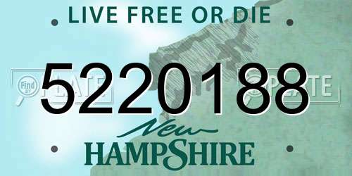 5220188 New Hampshire License Plate