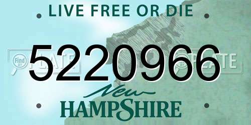 5220966 New Hampshire License Plate