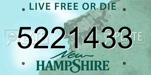 5221433 New Hampshire License Plate