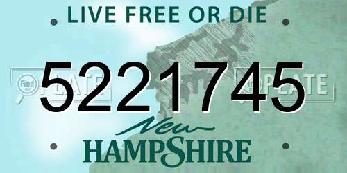 5221745 New Hampshire License Plate