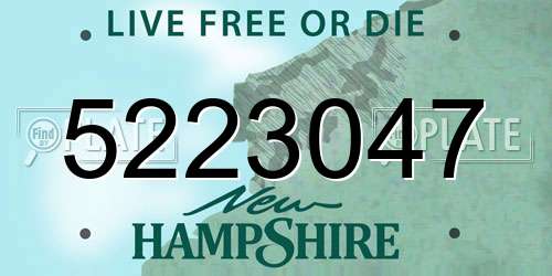 5223047 New Hampshire License Plate