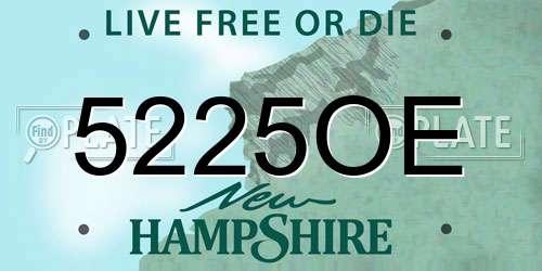 5225OE New Hampshire License Plate
