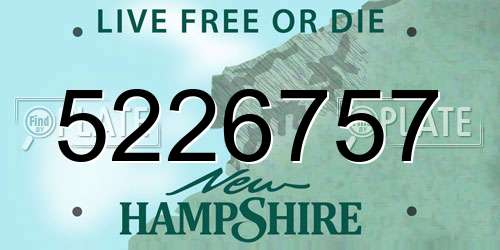 5226757 New Hampshire License Plate