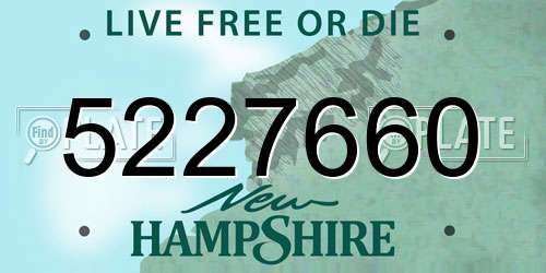 5227660 New Hampshire License Plate