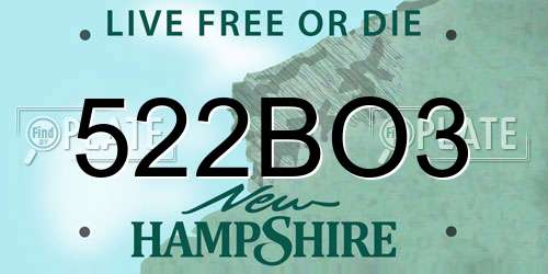 522BO3 New Hampshire License Plate
