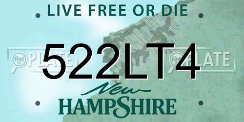 522LT4 New Hampshire License Plate