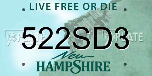 522SD3 New Hampshire License Plate
