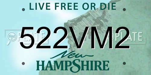 522VM2 New Hampshire License Plate