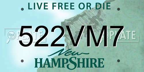 522VM7 New Hampshire License Plate