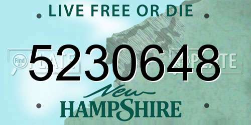5230648 New Hampshire License Plate