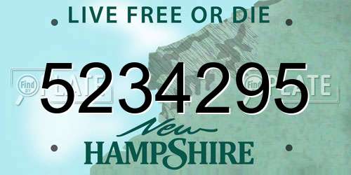 5234295 New Hampshire License Plate