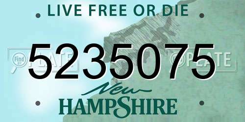 5235075 New Hampshire License Plate