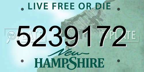 5239172 New Hampshire License Plate