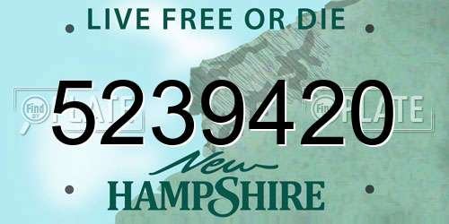 5239420 New Hampshire License Plate