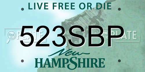 523SBP New Hampshire License Plate