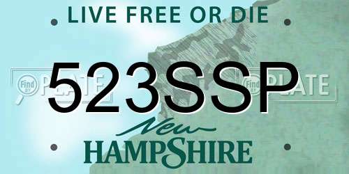 523SSP New Hampshire License Plate