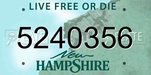 5240356 New Hampshire License Plate
