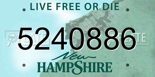 5240886 New Hampshire License Plate