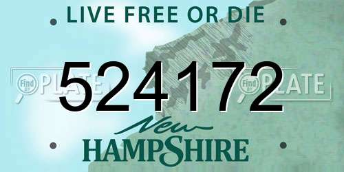 524172 New Hampshire License Plate