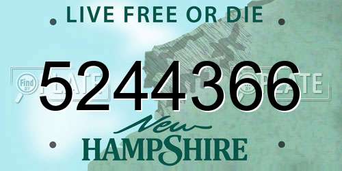 5244366 New Hampshire License Plate