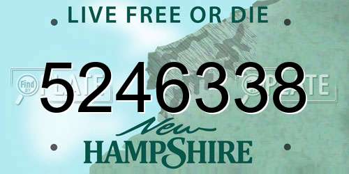 5246338 New Hampshire License Plate