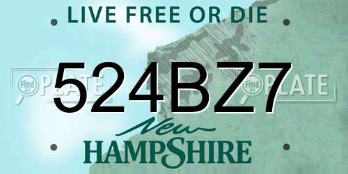 524BZ7 New Hampshire License Plate