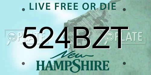 524BZT New Hampshire License Plate