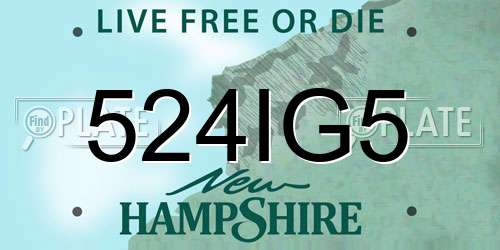 524IG5 New Hampshire License Plate