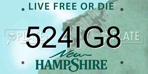 524IG8 New Hampshire License Plate