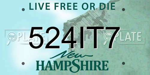 524IT7 New Hampshire License Plate