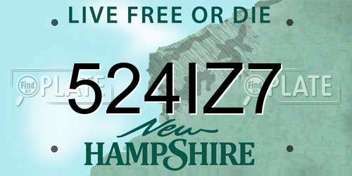 524IZ7 New Hampshire License Plate
